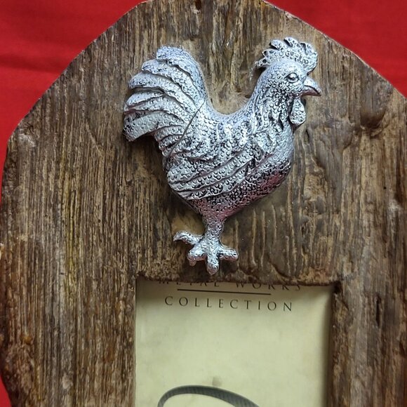 Vintage Enric Metal Rooster Wooden Photo Picture Frame - Picture 9 of 12